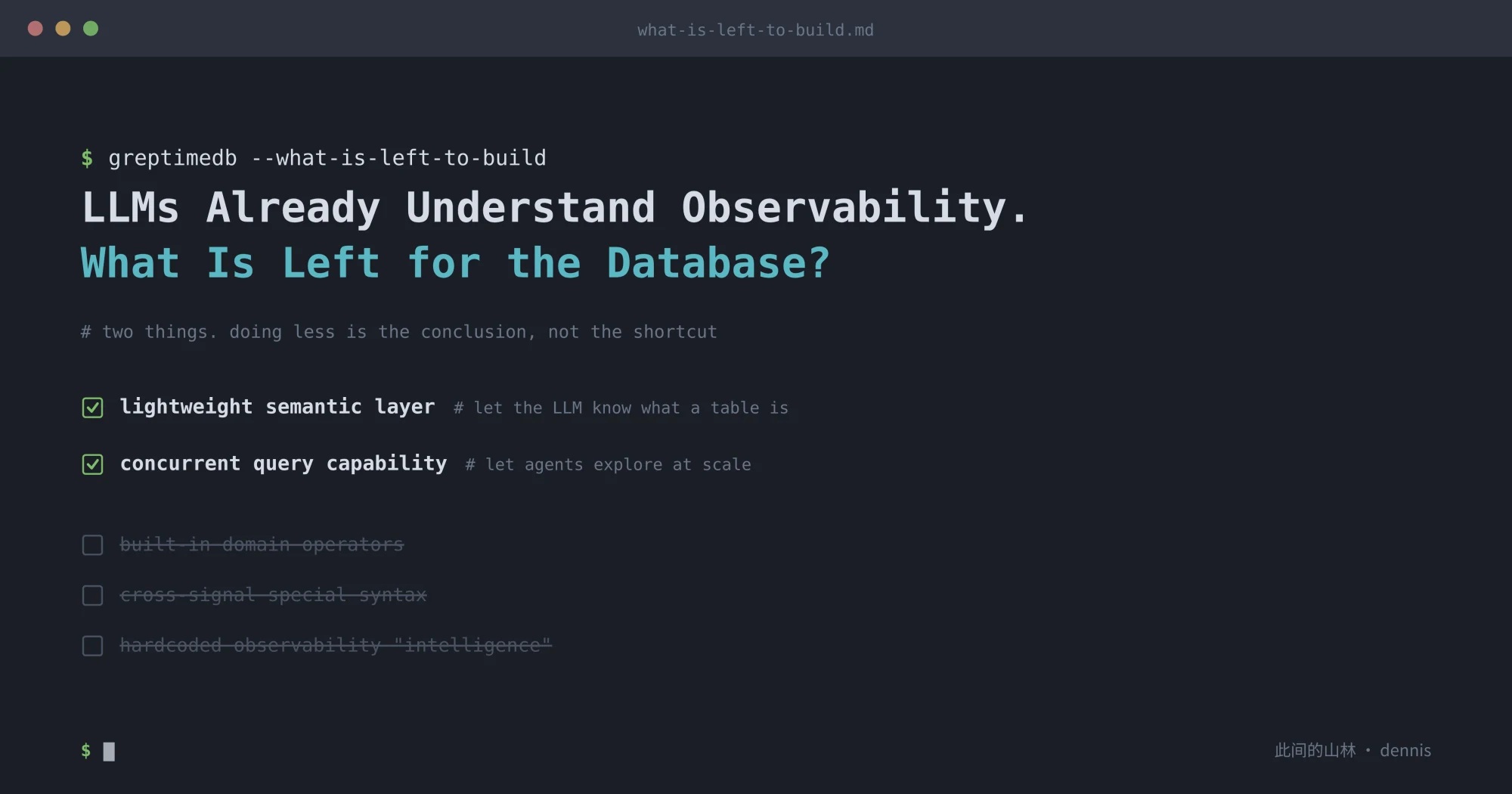 LLMs Already Understand Observability. What Is Left for the Database?